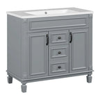 36'' Modern Bathroom Vanity with Top Sink and Mirror Cabinet,2 Doors and 2 Drawers