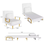Klappbares Schlafsofa 3-in-1 mit umwandelbarem Sessel - 5-fach verstellbare Rückenlehne mit Kissen, platzsparender Schlafsessel für Wohnzimmer, Schlafzimmer und Büro (Weiß)