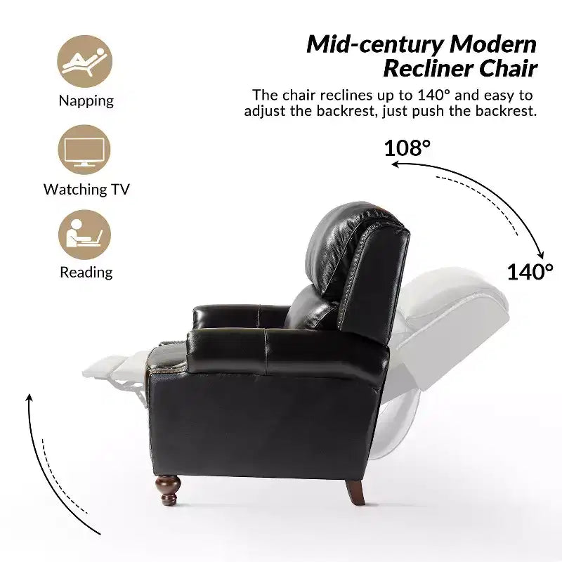 2er-Set moderner Ohrensessel aus Echtleder Elisabete mit Vintage-Nagelkopfverzierung für Wohnzimmer und Schlafzimmer| ART OF LIVING DESIGNS