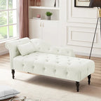 Moderne Chaiselongue, 60.6, mit Samtbezug, Knopfheftung, Beinen aus Massivholz und Ziernägeln
