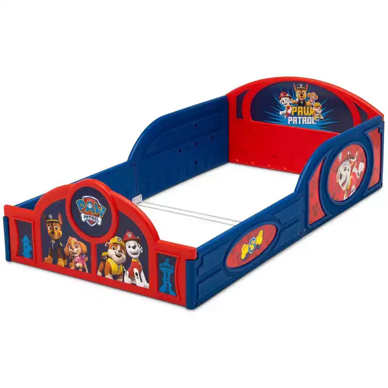 Delta Children Kunststoff-Kinderbett zum Schlafen und Spielen mit fest angebrachten Schutzgittern - PAW Patrol