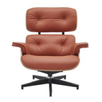 Moderne leren loungestoel met armleuningen, mid-century-stijl