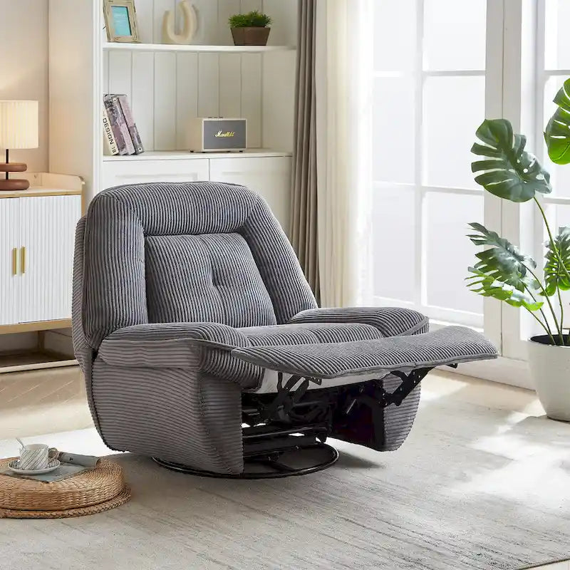 Draaibare relaxfauteuil van ribfluweel met voetensteun voor de woonkamer