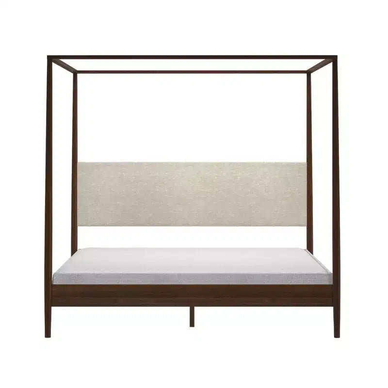 Harbor hemelbed voor kingsize bedden met gestoffeerd hoofdbord, blond/Swiss Coffee (MD2411-01)
