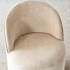 Ensemble de salle à manger moderne pour 6 personnes, table ronde à piètement central, fauteuils pivotants en forme de tonneau à roulettes, chenille texturée - Panipeachy