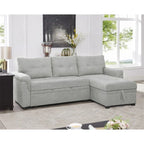 Canapé d’angle convertible et réversible avec lit escamotable, méridienne avec rangement dissimulé et pieds robustes