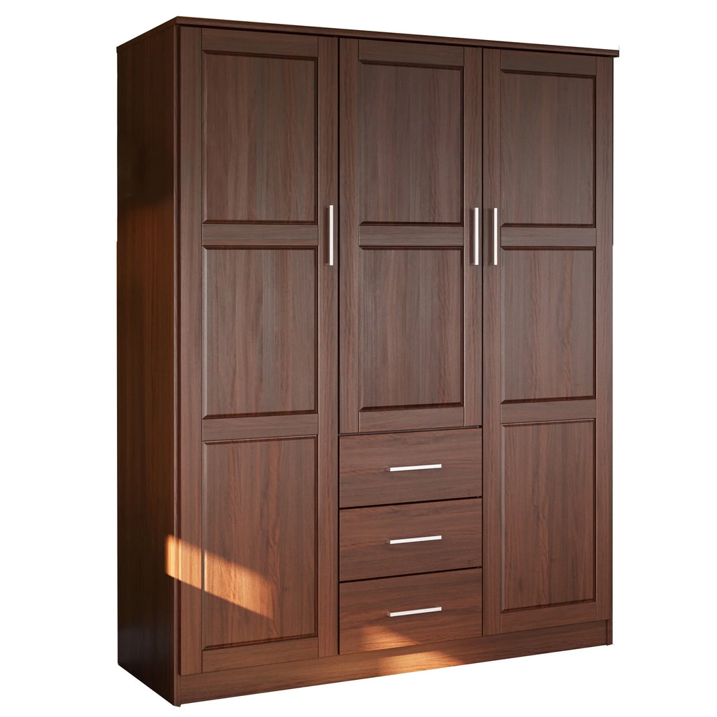 Palace Imports Cosmo-kledingkast met 3 deuren van 100% massief hout, met deuren van massief hout of spiegeldeuren