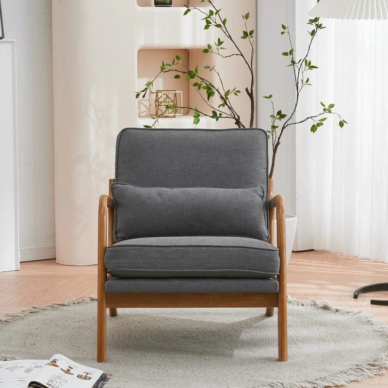 Tapicerowany fotel akcentowy w stylu mid-century modern