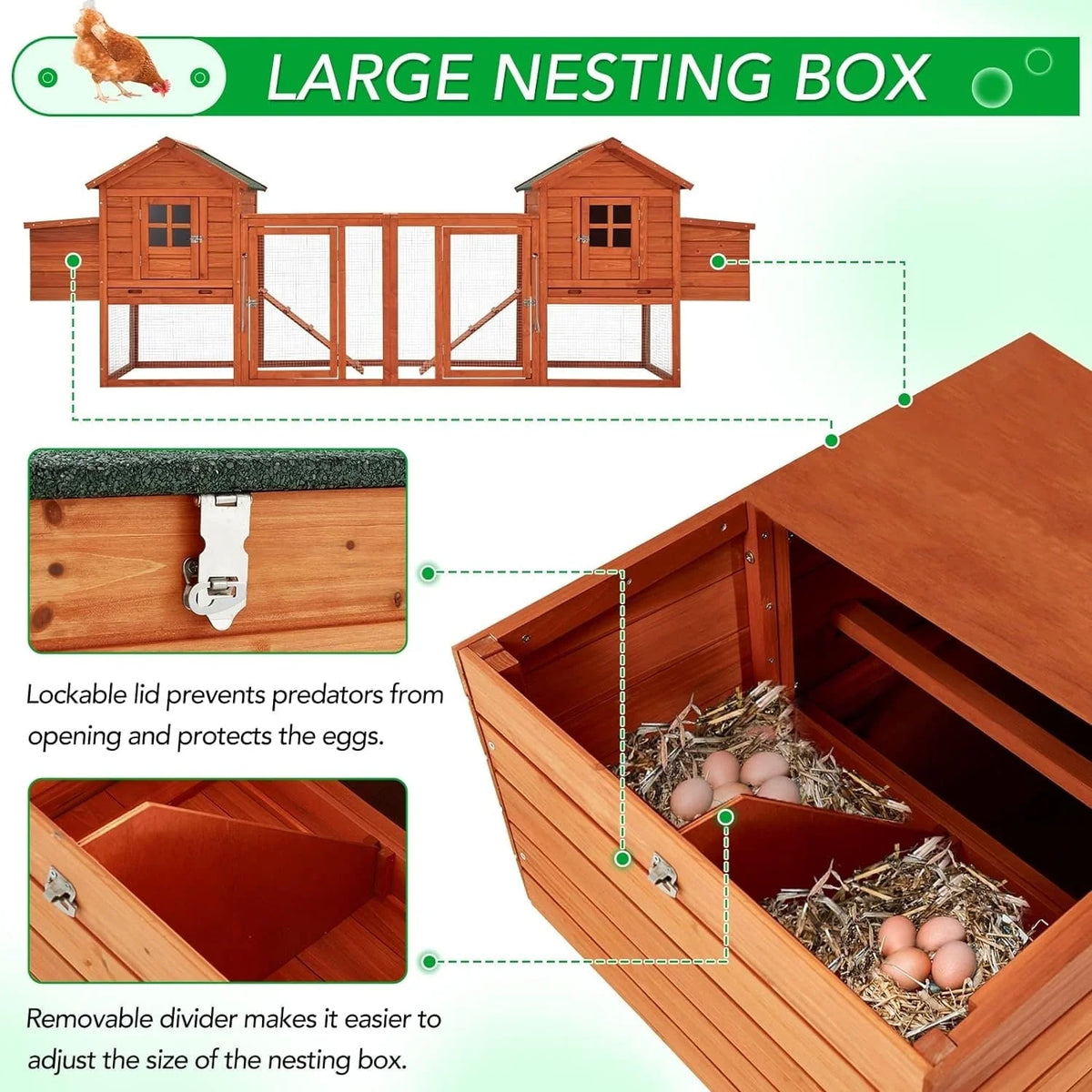 Grand poulailler en bois AECOJOY de 144' avec enclos