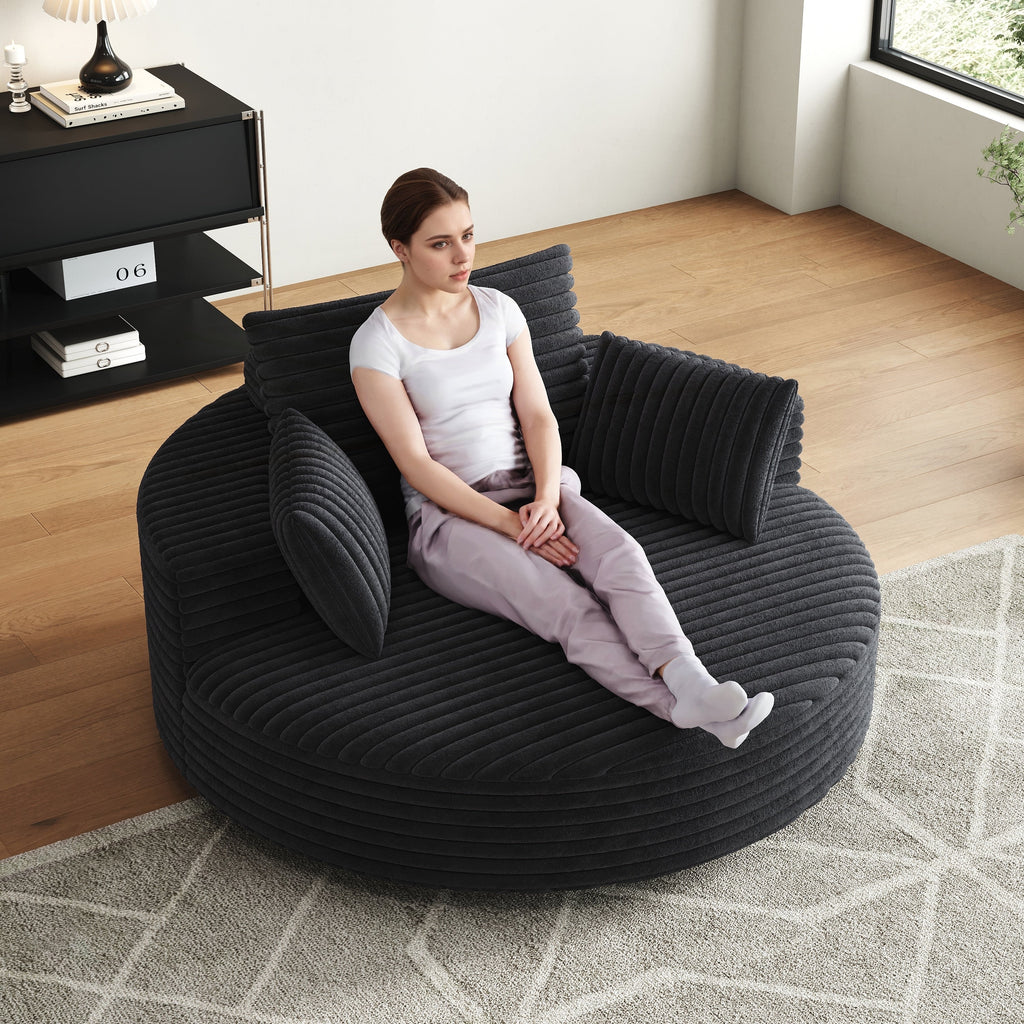 Draaifauteuil voor één persoon van corduroy, chenille en schuim