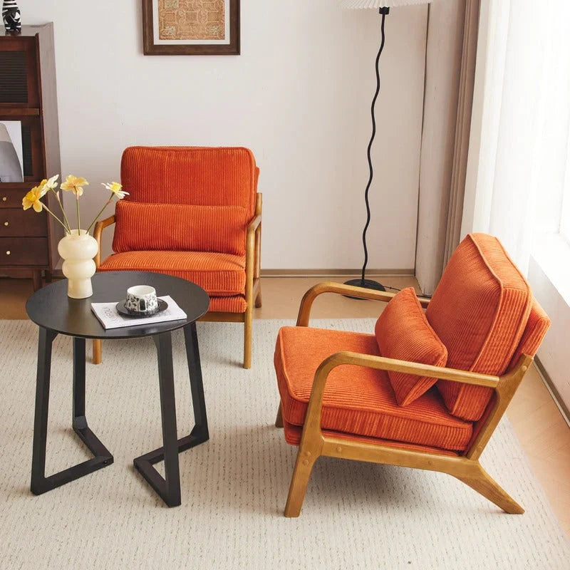 Tapicerowany fotel akcentowy w stylu mid-century modern