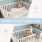 White Twin Montessori Floor Bed with Fence Rails & Door ??Solid Wood, 1 Child