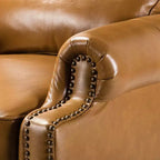 2er-Set moderner Ohrensessel aus Echtleder Elisabete mit Vintage-Nagelkopfverzierung für Wohnzimmer und Schlafzimmer| ART OF LIVING DESIGNS