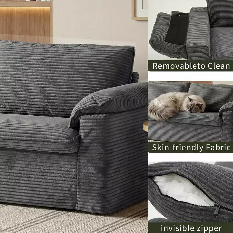 Dyonery 86 Cloud 2-Sitzer-Sofa, tiefe Sitzfläche und breite Armlehnenkissen, stabiler Rahmen, atmungsaktives ergonomisches Design