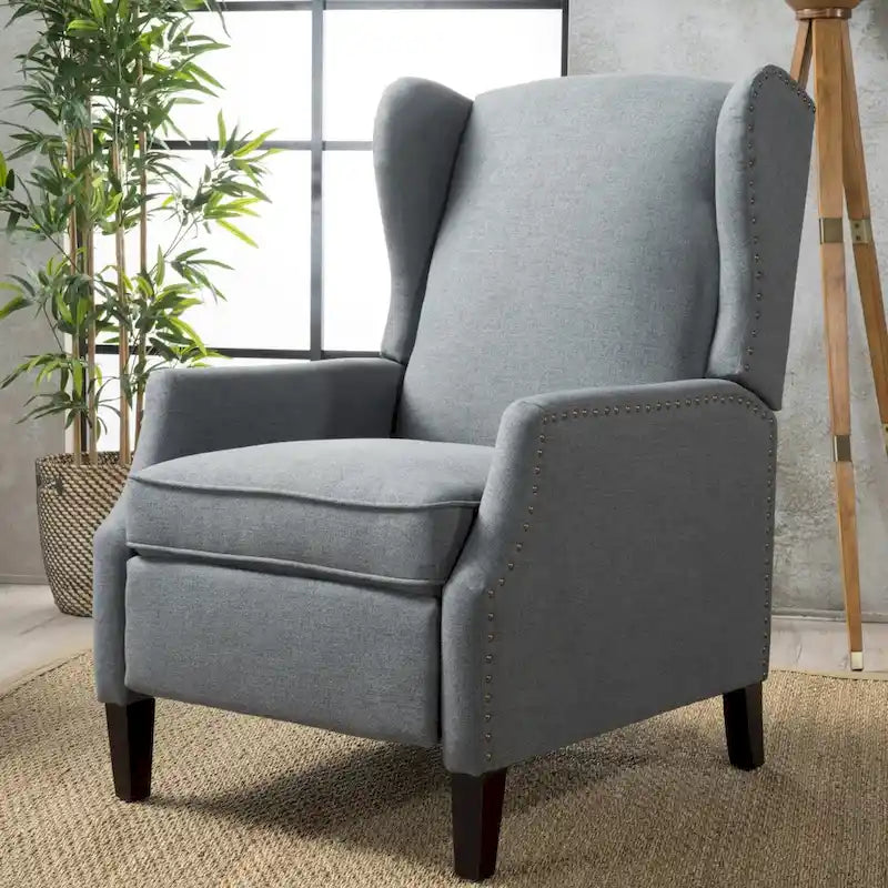Gestoffeerde fauteuil met vleugelrugleuning en kantelmechanisme, klassieke stijl, blikvanger voor de woonkamer