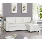 Canapé d’angle convertible et réversible avec lit escamotable, méridienne avec rangement dissimulé et pieds robustes