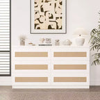 Rattan-Kommode fürs Schlafzimmer mit 6 Schubladen, 47 breite Kommode im modernen Landhausstil, Holz-Aufbewahrungsschrank und Organizer für Kleiderschrank, Wohnzimmer und Flur