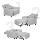 Canapé-lit convertible 3 en 1 avec réglage ajustable, fauteuil-canapé avec lit escamotable, lit pliant convertible pour le salon