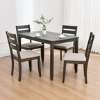 5-delige eethoek van massief hout met tafel van 47L (1 tafel + 4 stoelen met spijlenrugleuning)