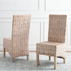 Set aus 2 Esszimmerstühlen aus naturbelassenem Rattan, 19W x 22D x 41H, Boho-Küstenstil