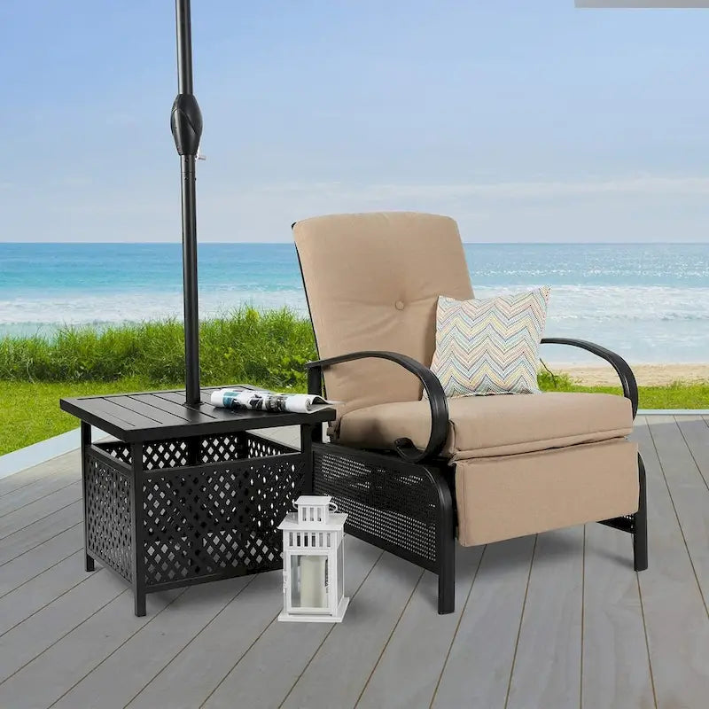 Verstelbare relaxfauteuil voor terras, loungebank met kussen - 38 (D) x 26.5 (W) x 38.5 (H) INCH