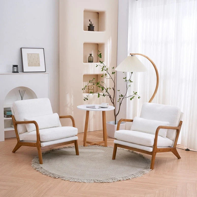 Tapicerowany fotel akcentowy w stylu mid-century modern