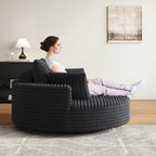 Draaifauteuil voor één persoon van corduroy, chenille en schuim