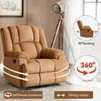 Fauteuil inclinable manuel vert surdimensionné avec fonction pivotante et à bascule, revêtement en tissu