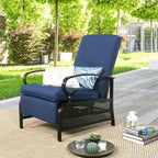 Verstelbare relaxfauteuil voor terras, loungebank met kussen - 38 (D) x 26.5 (W) x 38.5 (H) INCH