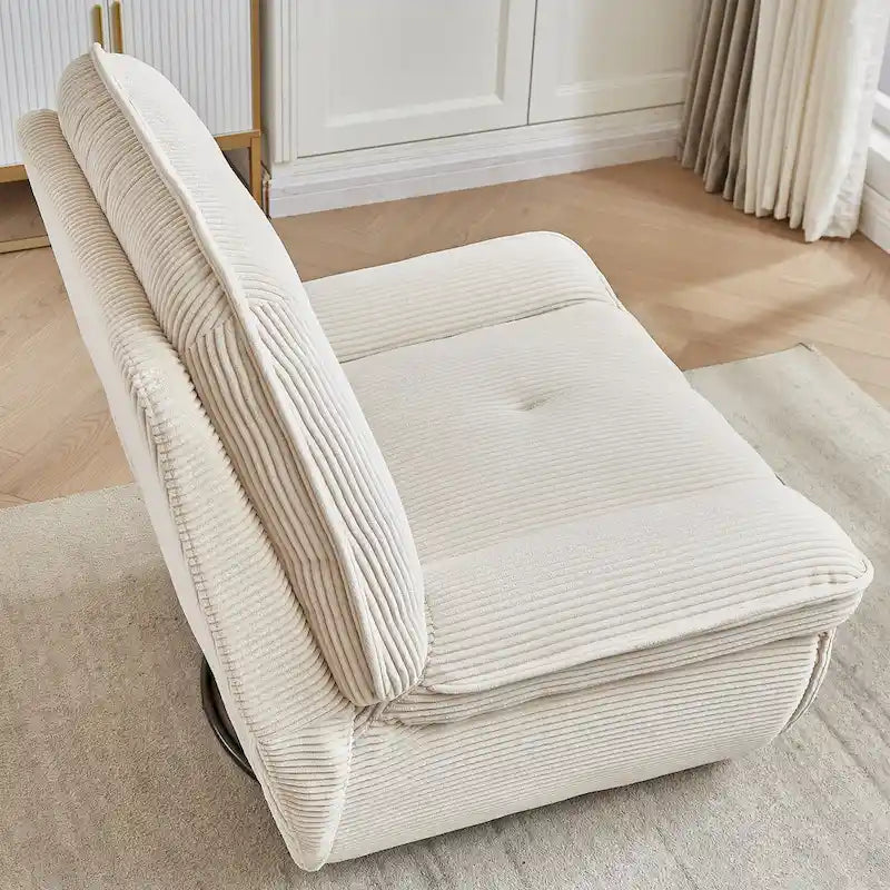 Draaibare relaxfauteuil van ribfluweel met voetensteun voor de woonkamer