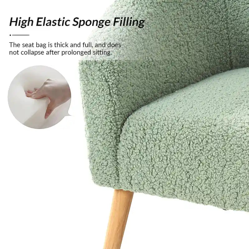 Moderne Sheila-fauteuil van bouclé met een breedte van 30 W en poten van massief hout, set van 2, van HULALA HOME