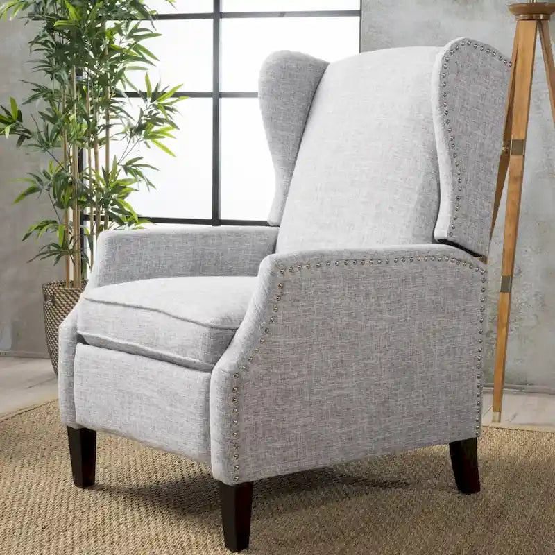 Gestoffeerde fauteuil met vleugelrugleuning en kantelmechanisme, klassieke stijl, blikvanger voor de woonkamer