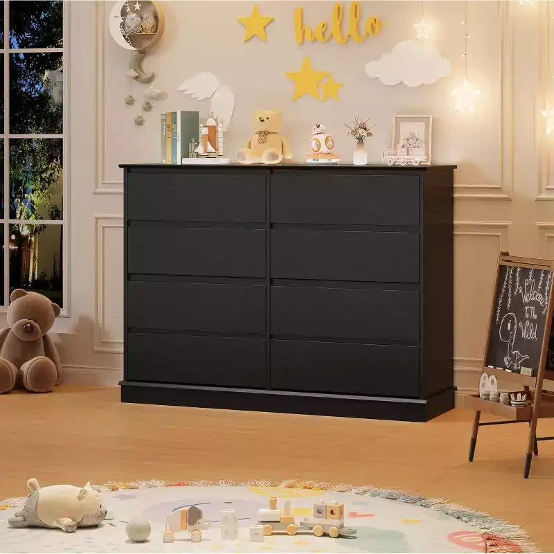 Aufbewahrungsschrank mit 8 Schubladen, Kommode mit tiefen Schubladen, großer, breiter Schrank für Wohnzimmer, Flur oder Kinderzimmer