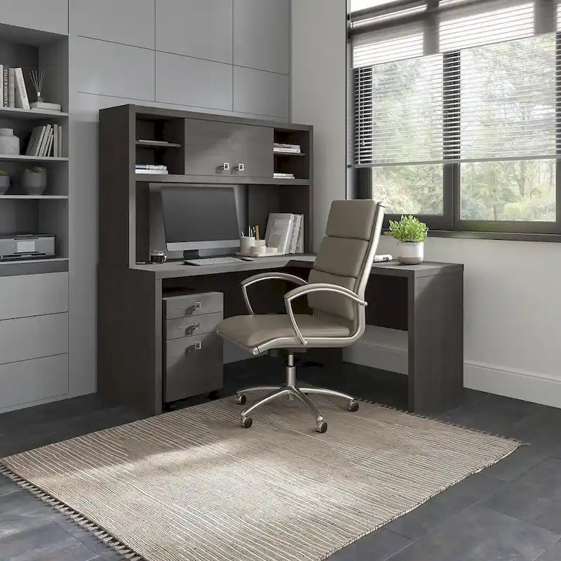 Echo L-vormig bureau met opzetkast en laden