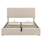Polsterbett in Queen-Size mit hydraulischem Stauraumsystem - Beige