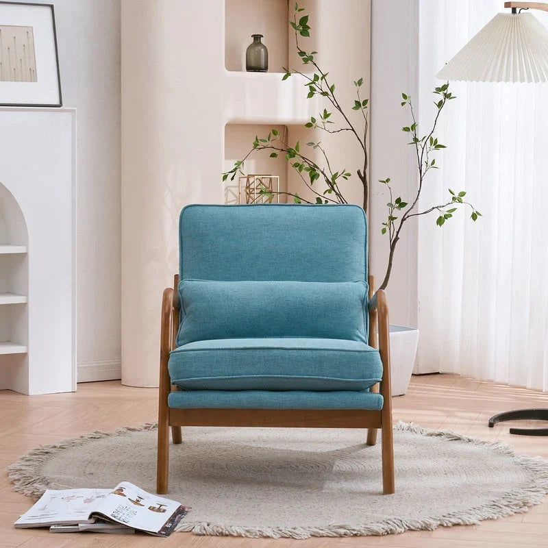 Tapicerowany fotel akcentowy w stylu mid-century modern