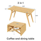 Table basse 2-en-1, table de salle à manger extensible, table à hauteur réglable pour la maison et le bureau, gain de place - ModernLuxe