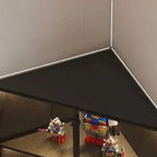 Vitrine d'angle moderne en métal et bois gris avec porte vitrée