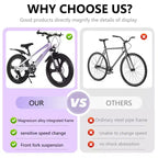 NAYSAYE mountainbike voor kinderen van 20 inch met 7 versnellingen en frame van magnesiumlegering, voor jongens en meisjes van 8-12 jaar, 57.09*21.65*29.92