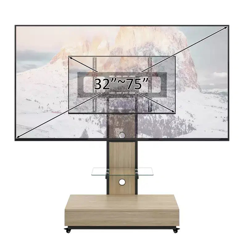 TV-meubel voor tv’s van 32-75, in hoogte verstelbare mobiele tv-wagen met lade en wielen voor de woonkamer, slaapkamer en kantoren -ModernLuxe