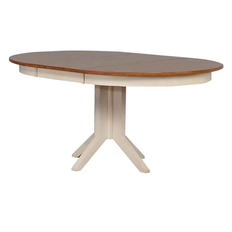 Eigentijdse eetset voor 5 personen in antiek karamel-/biscottikleur, met dubbele X-rugleuning