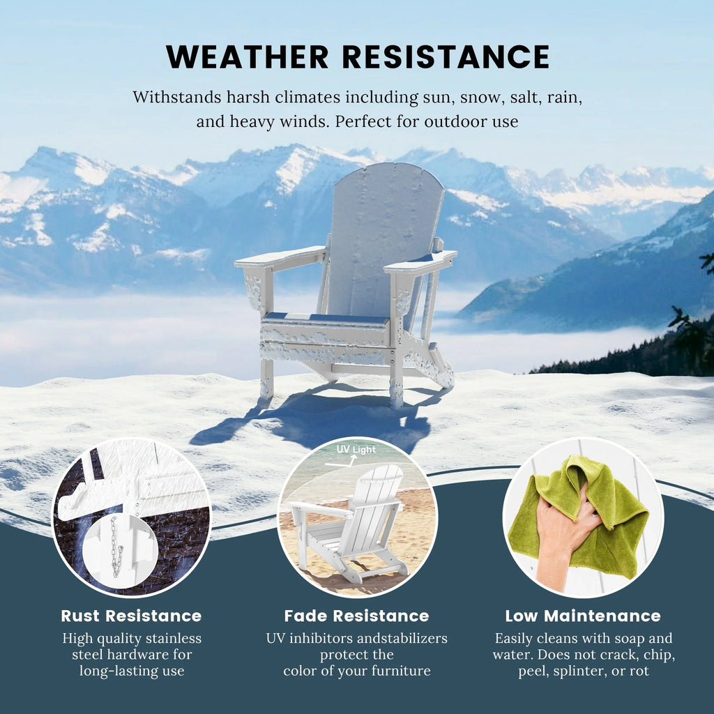 Polytrends Laguna, kleurvaste, weerbestendige, inklapbare Adirondackstoel voor buiten op het terras