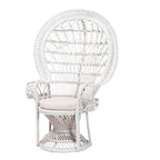 Moderner Boho-Pfauensessel Kallima aus weißem Natur-Rattan