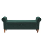 Aufbewahrungsbank fürs Schlafzimmer am Fußende des Bettes, Samt-Ottomane mit gerollten Armlehnen, langes Sofa