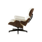 Moderne leren loungestoel met armleuningen, mid-century-stijl