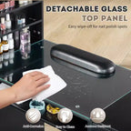 Schwarzer/rosa moderner Nageltisch mit Glasplatte und Handgelenkauflage, Einzelplatz