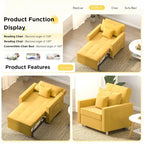 Fauteuil-lit réglable convertible 3-en-1, plusieurs couleurs, pour 1 personne