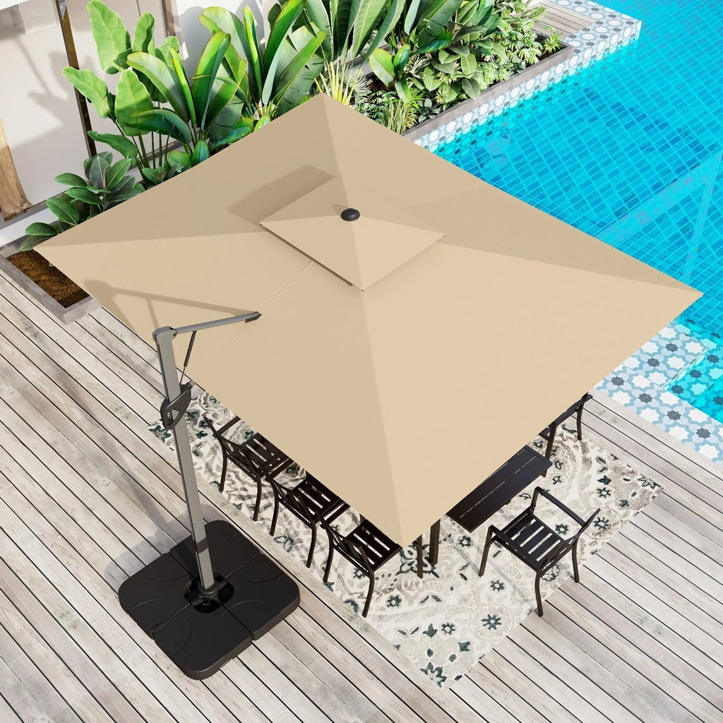 MAISON ARTS parasol boczny 12 FT z automatycznym podnośnikiem hydraulicznym, aluminiowym masztem i obrotem o 360 stopni