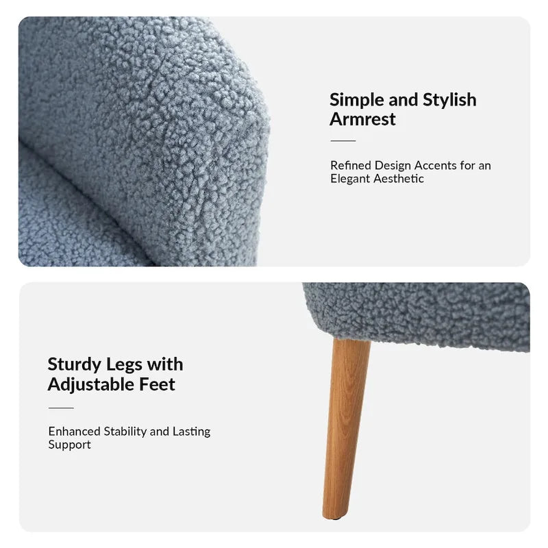 Moderne Sheila-fauteuil van bouclé met een breedte van 30 W en poten van massief hout, set van 2, van HULALA HOME