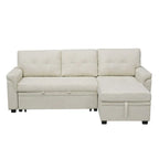 Canapé d’angle convertible et réversible avec lit escamotable, méridienne avec rangement dissimulé et pieds robustes